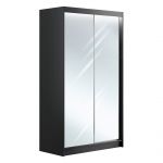 Dwudrzwiowa szafa przesuwna z czarnym, matowym korpusem i lustrami na frontach, DUBROWNIK 120 cm