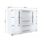 Elegancka i nowoczesna komoda dwudrzwiowa z oświetleniem LED do pokoju i salonu - BORA Biały / Biały połysk - OUTLET