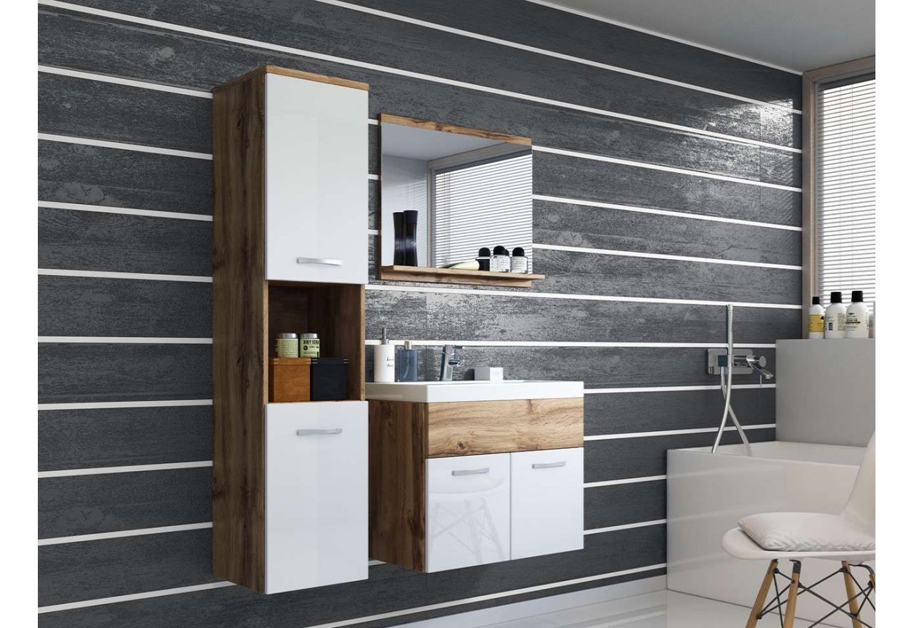 Zestaw mebli do łazienki w nowoczesnym stylu - LETA Wotan / Biały - OUTLET