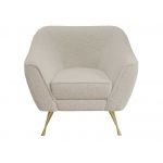 Beżowy fotel do salonu, jednoosobowy BUKLI 01 na złotych nogach i z pętelkową tapicerką