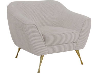 Miękki i wygodny fotel wypoczynkowy LINO 01 z szerokimi podłokietnikami i w białej sztruksowej tkaninie