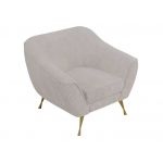 Miękki i wygodny fotel wypoczynkowy LINO 01 z szerokimi podłokietnikami i w białej sztruksowej tkaninie