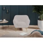 Miękki i wygodny fotel wypoczynkowy LINO 01 z szerokimi podłokietnikami i w białej sztruksowej tkaninie