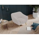 Miękki i wygodny fotel wypoczynkowy LINO 01 z szerokimi podłokietnikami i w białej sztruksowej tkaninie