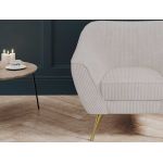 Miękki i wygodny fotel wypoczynkowy LINO 01 z szerokimi podłokietnikami i w białej sztruksowej tkaninie