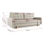 Rozkładana sofa skandynawska 3-osobowa, z pojemnikiem na pościel do salonu, beżowa – FRIGA