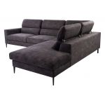 Oliwkowy narożnik z regulowanymi zagłówkami i welurową tapicerką GESSO do salonu, wolnostojący - OUTLET