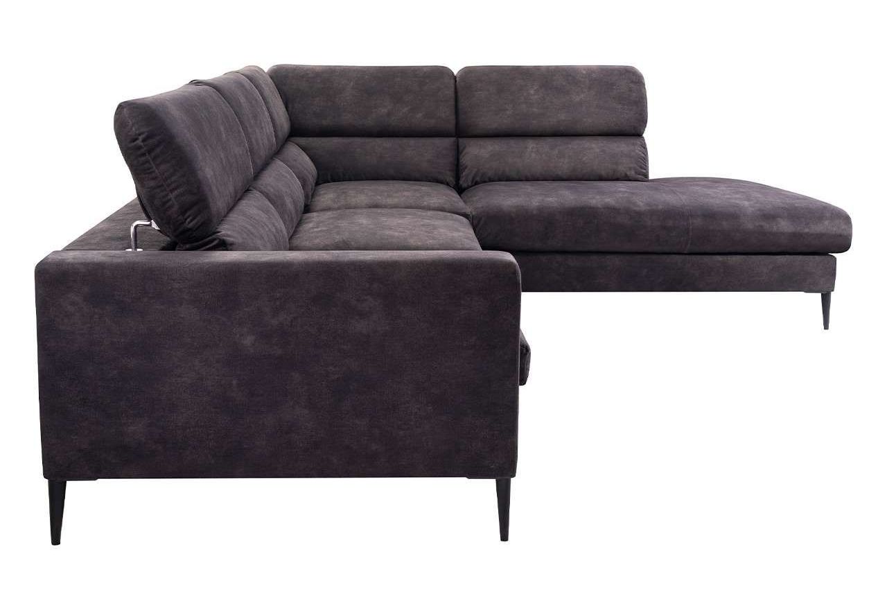 Oliwkowy narożnik z regulowanymi zagłówkami i welurową tapicerką GESSO do salonu, wolnostojący - OUTLET