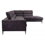 Oliwkowy narożnik z regulowanymi zagłówkami i welurową tapicerką GESSO do salonu, wolnostojący - OUTLET