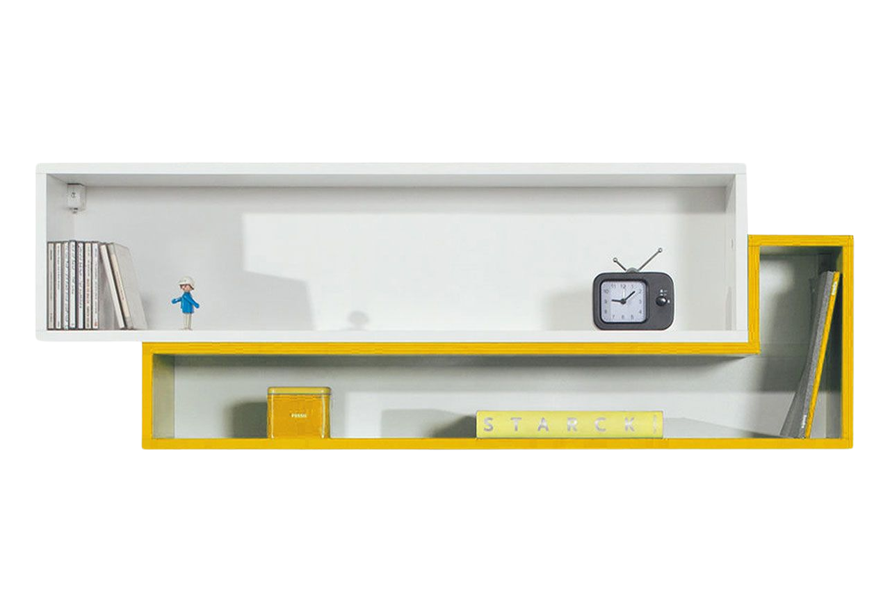 Półka wisząca łączona do pokoju dziecka biała - MODES Biały Lux / Żółty