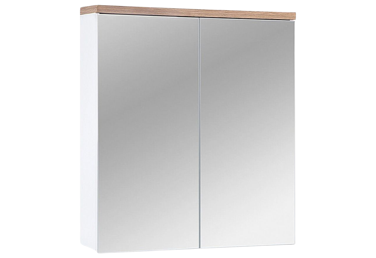 Elegancka, praktyczna wisząca szafka z lustrem do łazienki - CORINO / Biały / Dąb Wotan - OUTLET