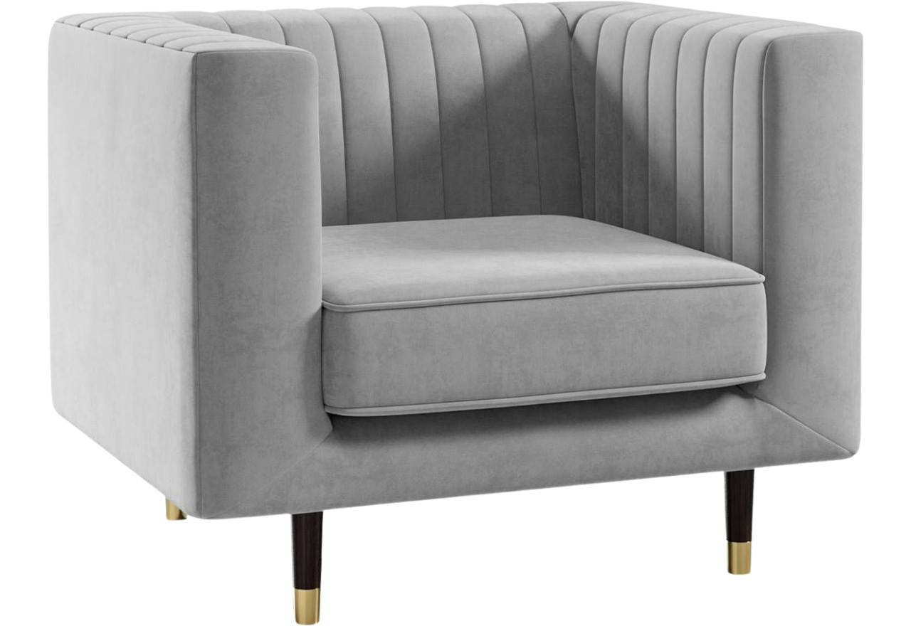 Wygodny fotel tapicerowany na wysokich nóżkach - ELMO / Paros 05 - jasny szary - OUTLET