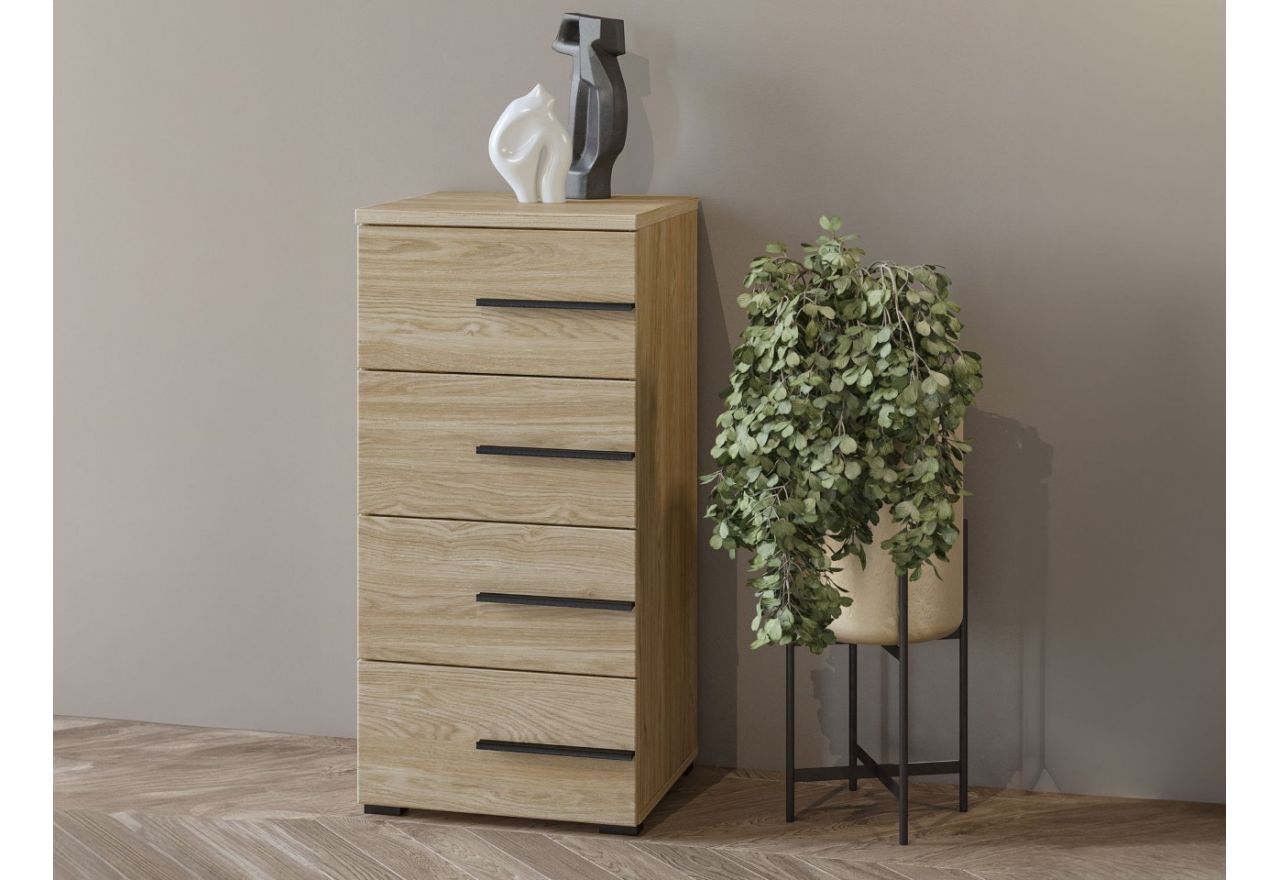 Wąska komoda z szufladami, elegancka, praktyczna, nowoczesna MARTANO - Dąb olejowany