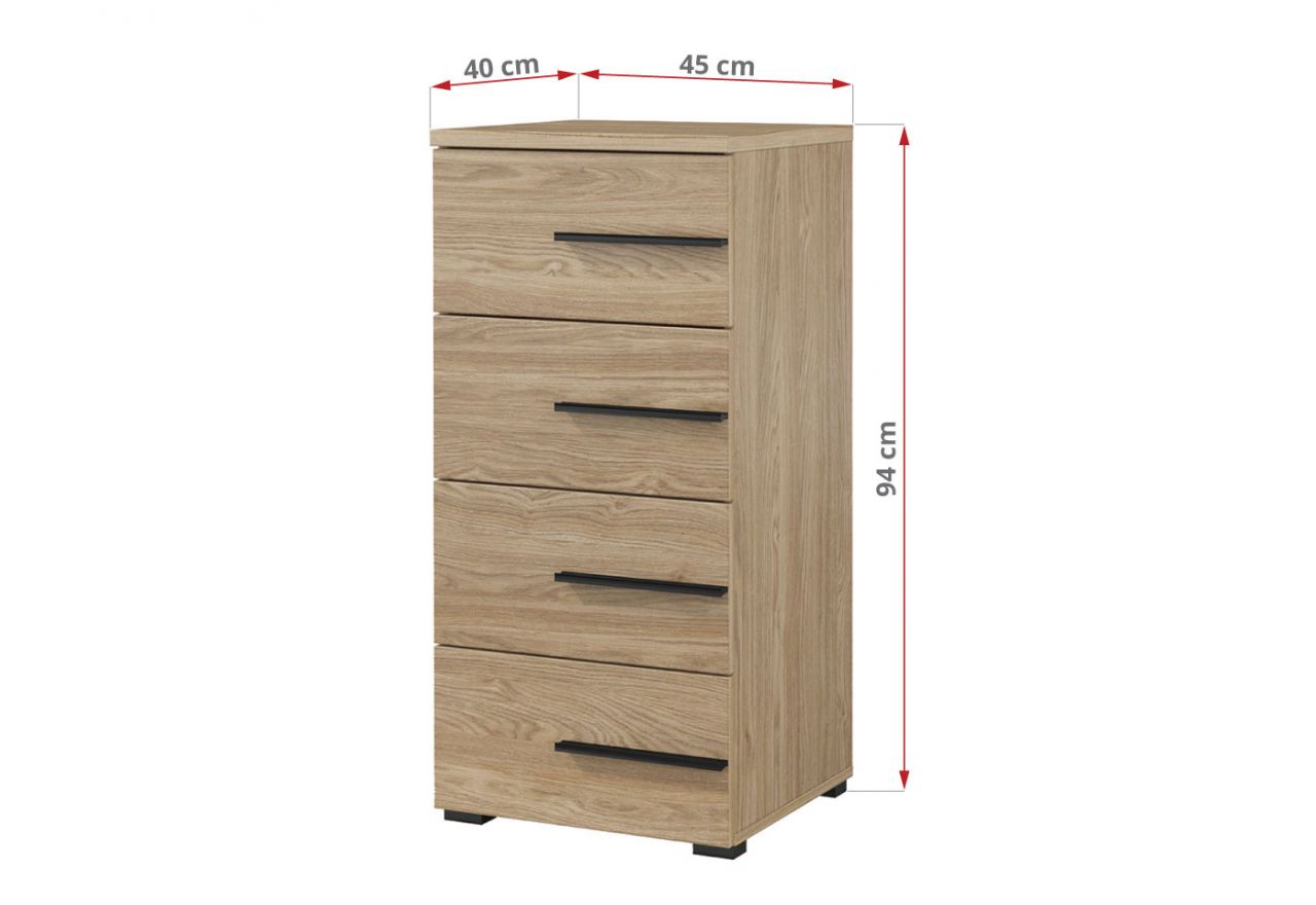 Wąska komoda z szufladami, elegancka, praktyczna, nowoczesna MARTANO - Dąb olejowany