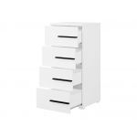 Wąska komoda z szufladami, elegancka, praktyczna, nowoczesna MARTANO - Biała z czarnymi uchwytami