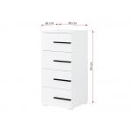 Wąska komoda z szufladami, elegancka, praktyczna, nowoczesna MARTANO - Biała z czarnymi uchwytami