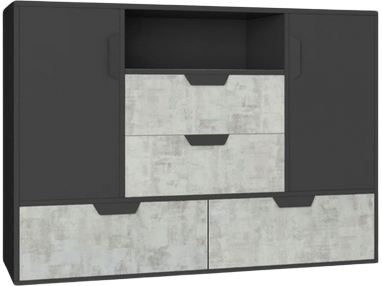Pojemna komoda z szufladami i drzwiami w nowoczesnym stylu - NANDO Grafit / Enigma