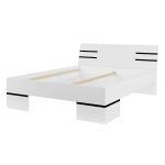 Podwójne białe łóżko drewniane z zagłówkiem, materac 180 x 200 MARTANO, nowoczesne