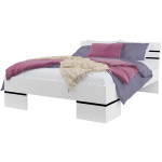Podwójne białe łóżko drewniane z zagłówkiem, materac 180 x 200 MARTANO, nowoczesne