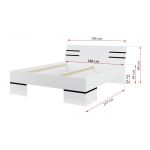 Podwójne białe łóżko drewniane z zagłówkiem, materac 180 x 200 MARTANO, nowoczesne