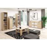 Regał na książki z głębokimi półkami do salonu lub sypialni - LINK Dąb Sonoma - OUTLET