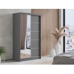 Szafa przesuwna 120 cm MACEDONIA z lustrem na szarym froncie i opcją oświetlenia LED