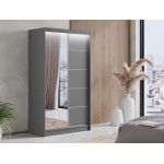 Szafa przesuwna 120 cm MACEDONIA z lustrem na szarym froncie i opcją oświetlenia LED
