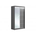 Szafa przesuwna 120 cm MACEDONIA z lustrem na szarym froncie i opcją oświetlenia LED