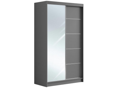 Szafa przesuwna 120 cm MACEDONIA z lustrem na szarym froncie i opcją oświetlenia LED