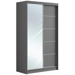 Szafa przesuwna 120 cm MACEDONIA z lustrem na szarym froncie i opcją oświetlenia LED