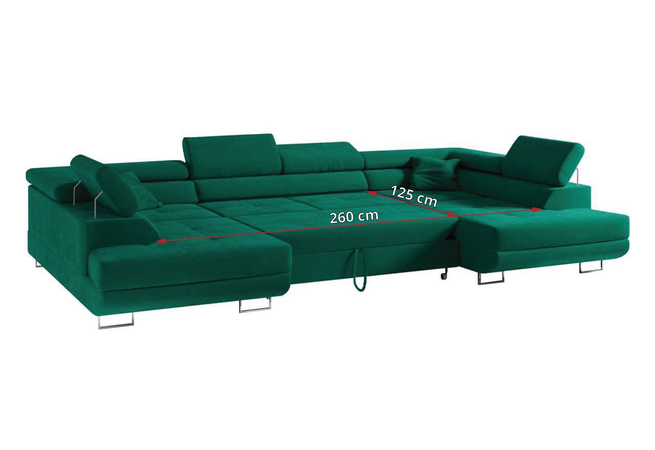 Narożnik GUSTAW U - uniwersalny - zielony, welwet