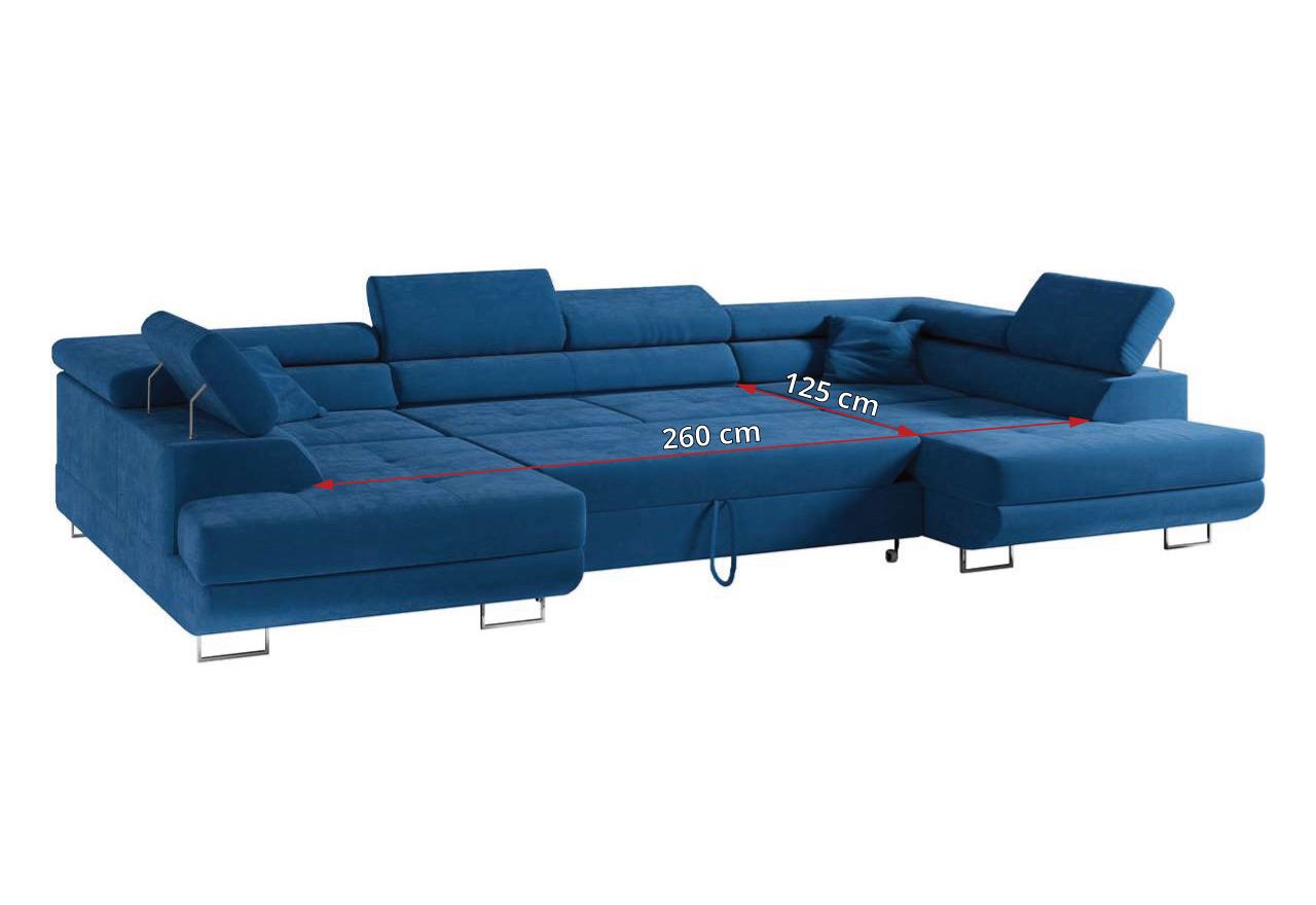 Narożnik GUSTAW U - uniwersalny - niebieski, welwet