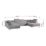 Narożnik GUSTAW U - uniwersalny - jasnoszary, welwet