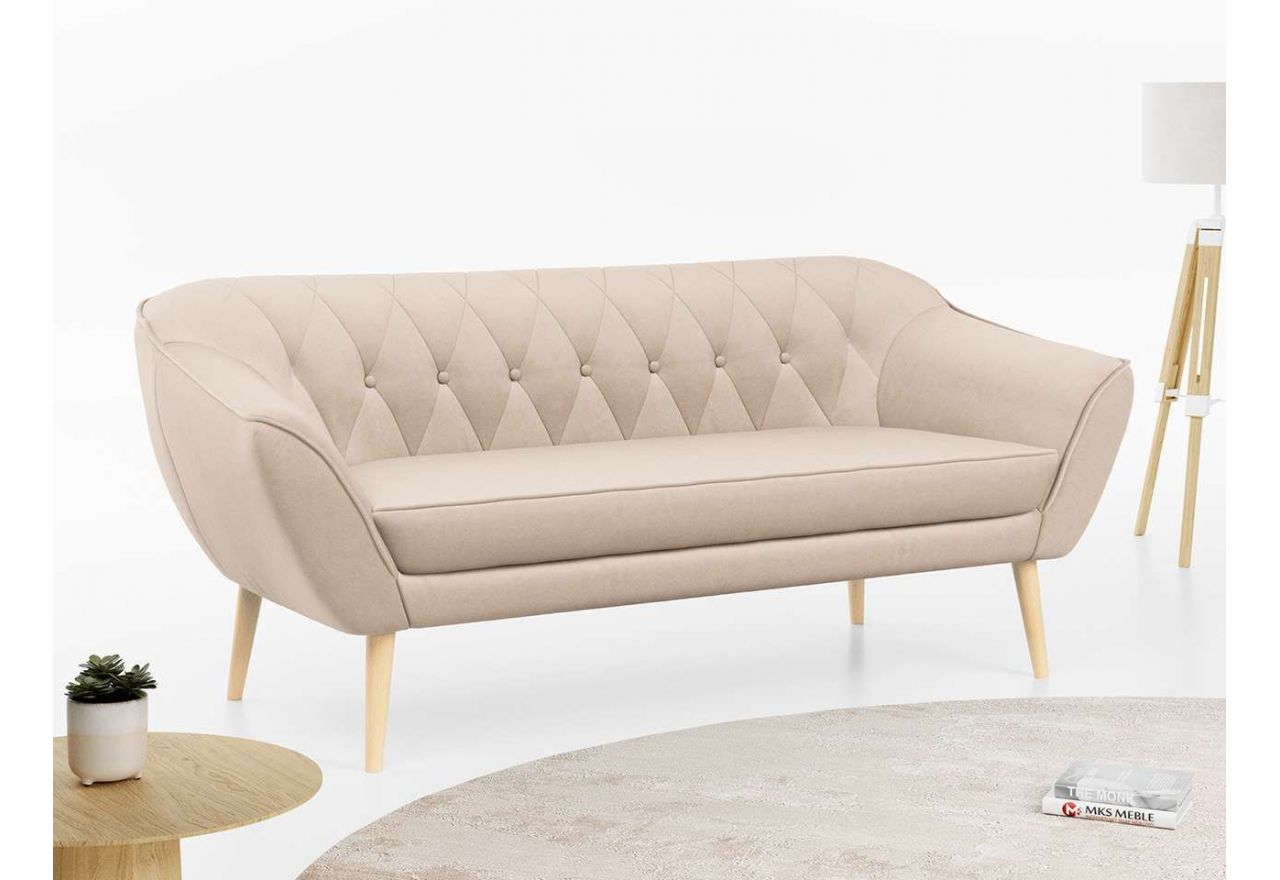 Komfortowa sofa skandynawska trzyosobowa PIRS 3, wolnostojąca - Casablanca 2302 - beżowy - OUTLET