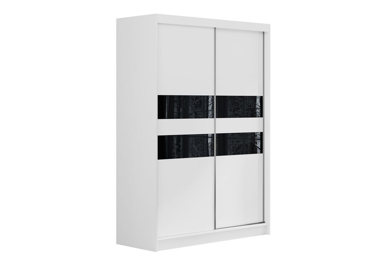 Szafa FINLANDIA 150 cm - Biały z czarnym szkłem lacobel - OUTLET