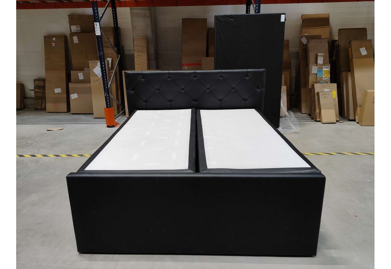 Łóżko kontynentalne KING VELEN - 180x200 - Soft 11 - czarna ecoskóra - OUTLETU