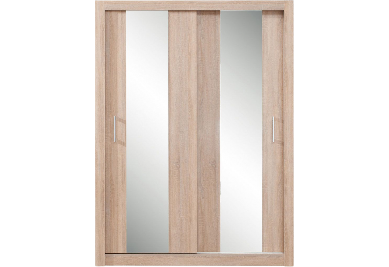 Przesuwna pojemna szafa z lustrem 160 cm do sypialni - CADI - Dąb Sonoma