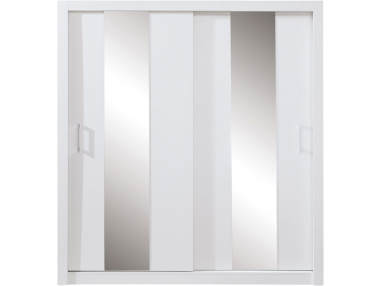 Stylowa szafa dwufrontowa z lustrem 200 cm przesuwna do sypialni - CADI - Biały Lux