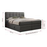 Łóżko kontynentalne LUKA KING 180x200 - Soft 20 -  grafitowa ekoskóra - OUTLETU