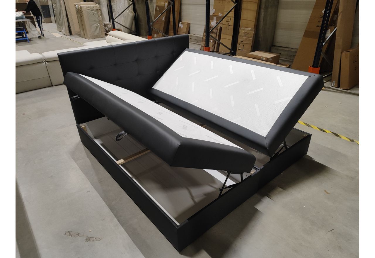 Łóżko kontynentalne LUKA KING 180x200 - Soft 20 -  grafitowa ekoskóra - OUTLETU