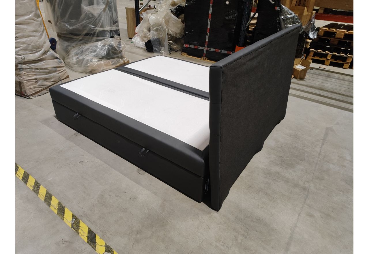 Łóżko kontynentalne LUKA KING 180x200 - Soft 20 -  grafitowa ekoskóra - OUTLETU