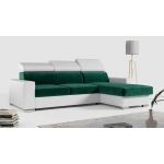 Narożnik FOX - Monolith 37 / Madryt 920 - zielony welur / biała ekoskóra -  OUTLETU