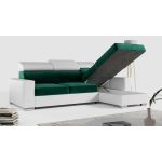 Narożnik FOX - Monolith 37 / Madryt 920 - zielony welur / biała ekoskóra -  OUTLETU