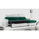 Narożnik FOX - Monolith 37 / Madryt 920 - zielony welur / biała ekoskóra -  OUTLETU