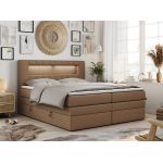 Łóżko kontynentalne GOLD 5 KING 180x200  - SOFT 34 - brązowa ekoskóra - OUTLETU