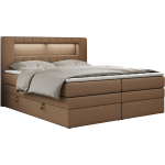 Łóżko kontynentalne GOLD 5 KING 180x200  - SOFT 34 - brązowa ekoskóra - OUTLETU