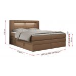 Łóżko kontynentalne GOLD 5 KING 180x200  - SOFT 34 - brązowa ekoskóra - OUTLETU