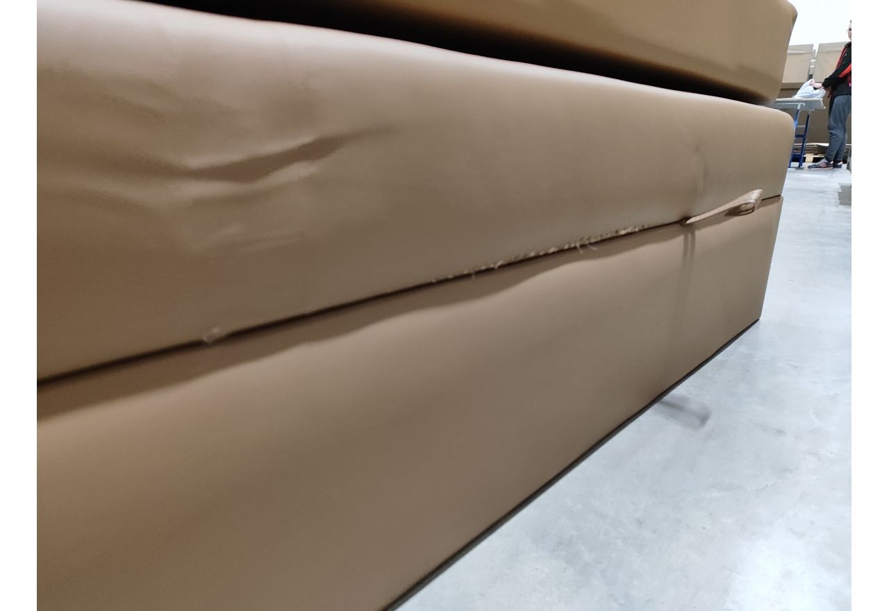 Łóżko kontynentalne GOLD 5 KING 180x200  - SOFT 34 - brązowa ekoskóra - OUTLETU