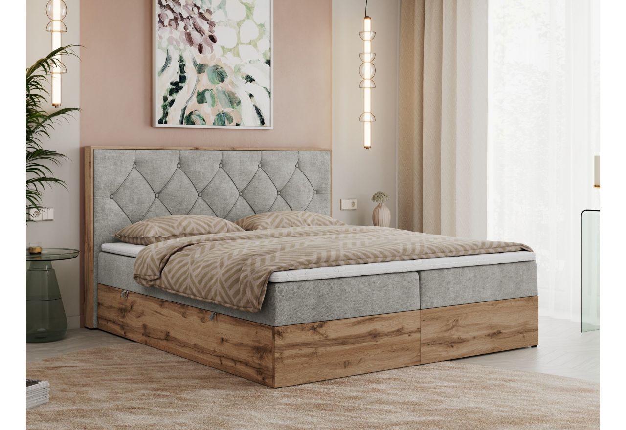 Łóżko kontynentalne VENETO 140x200 - H3 - jasnoszary, struktura