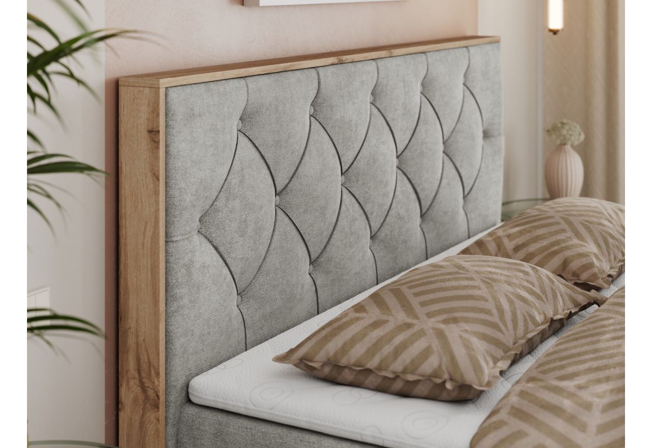 Łóżko kontynentalne VENETO 140x200 - H3 - jasnoszary, struktura